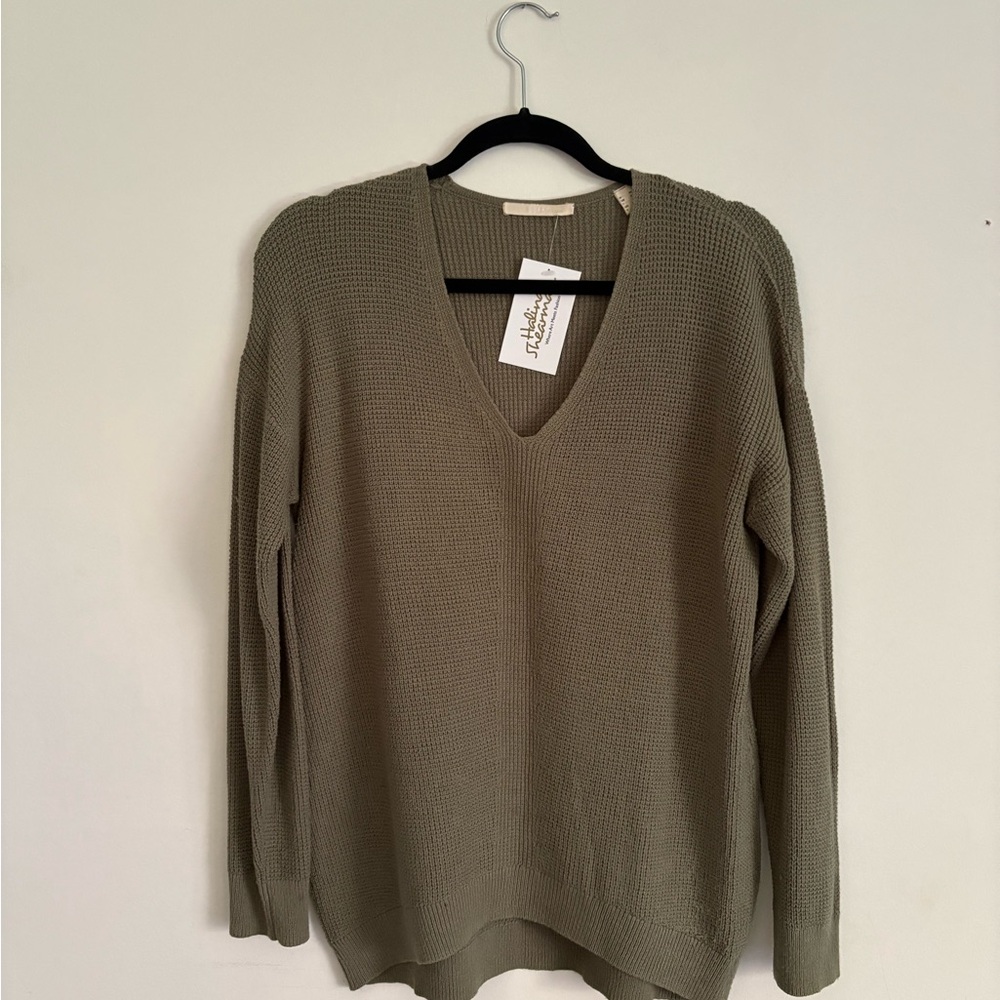 Esprit Khaki Green V-Neck Women's Sweater